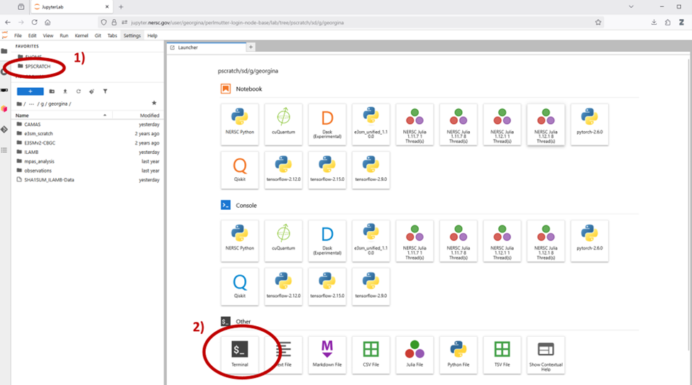 Open Terminal in PSCRATCH